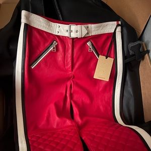 Belstaff Pace Leather Moto Trouser Pant. Slim fit style. Functional zip pockets.